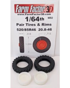 1/64 Tire & Rim 520/85R-46 or 20.8-46 pair