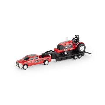 1/64 Case IH Pickup with trailer & Red Menace Puller Tractor