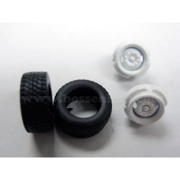1/64 Truck Tires and rims Front Super single Budd 2 hole rim