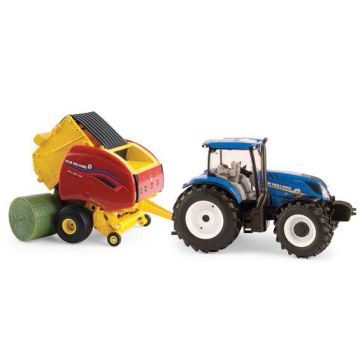 1/32 New Holland T6.180 MFD with NH 560 Round Baler