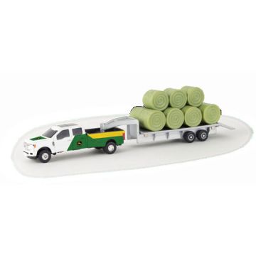 1/64 Ford Pickup F-350 w/trailer & Hay bales