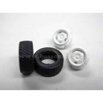 1/64 Truck Tires and rims Front Super single Budd 5 hole rim